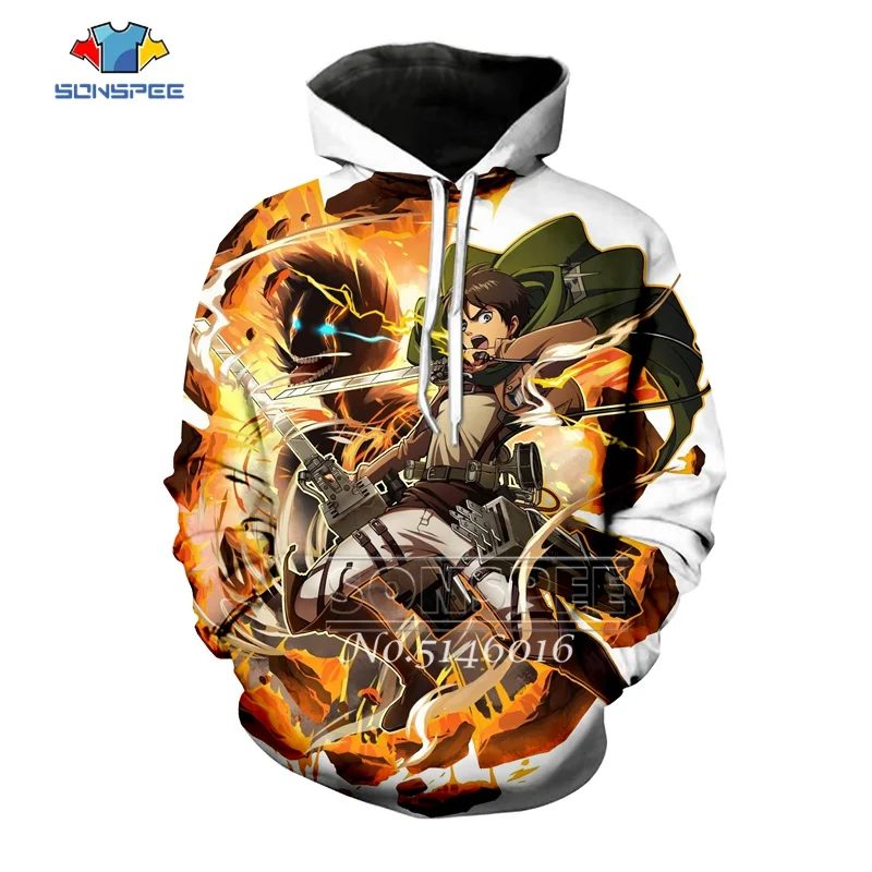 

Fashion Unisex Sweatshirt/zipper hoodie Funny Anime Attack on Titan Eren Jaeger 3D Print Men t-shirt Child Casual T shirts X72