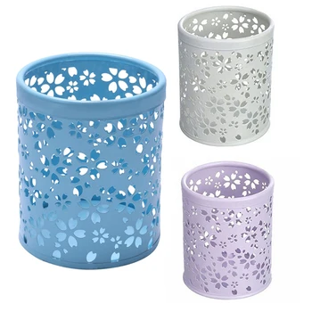 

Metal Hollow Flower Pattern Pen Case Pencil Pot Holder Organizer Desk Container Case
