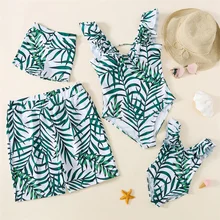 Ropa – vêtements assortis pour mère et bébé, combinaisons d'été à col en v, pantalons de plage pour hommes, maillots de bain pour parents et enfants 