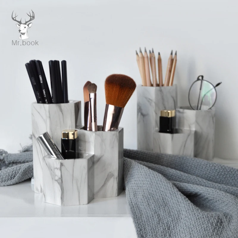 Creative Marble Pen Holder Home Office Desk Decor Business Gifts Makeup