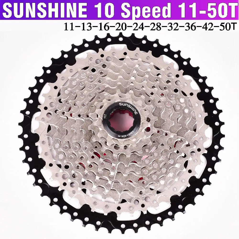 10S 11 50T Silver 1 шт. HobbyLane Солнечный велосипед Freewheel кассета 11-46T 42T 50T 10 скорость широкое соотношение MTB горный велосипед Freewheel горячая распродажа - Цвет: 10S 11 50T Silver