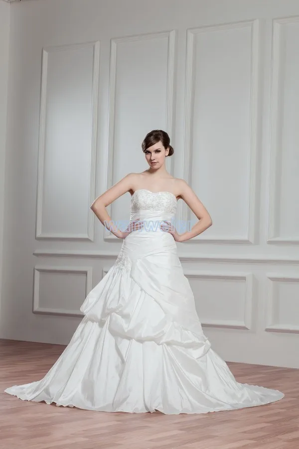 

free shipping 2016 new design best sale ball gown beading bridal gown high-end custom size/color white with train wedding dress