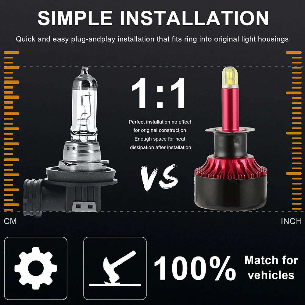 12V автомобильный светодиодный Headlight13500LM 6000K H8 H11 Противотуманные фары H7 светодиодный фар HB3 9005 светодиодный лампы для передних фар H3 5202 H27 светодиодный H1 автомобильная лампа