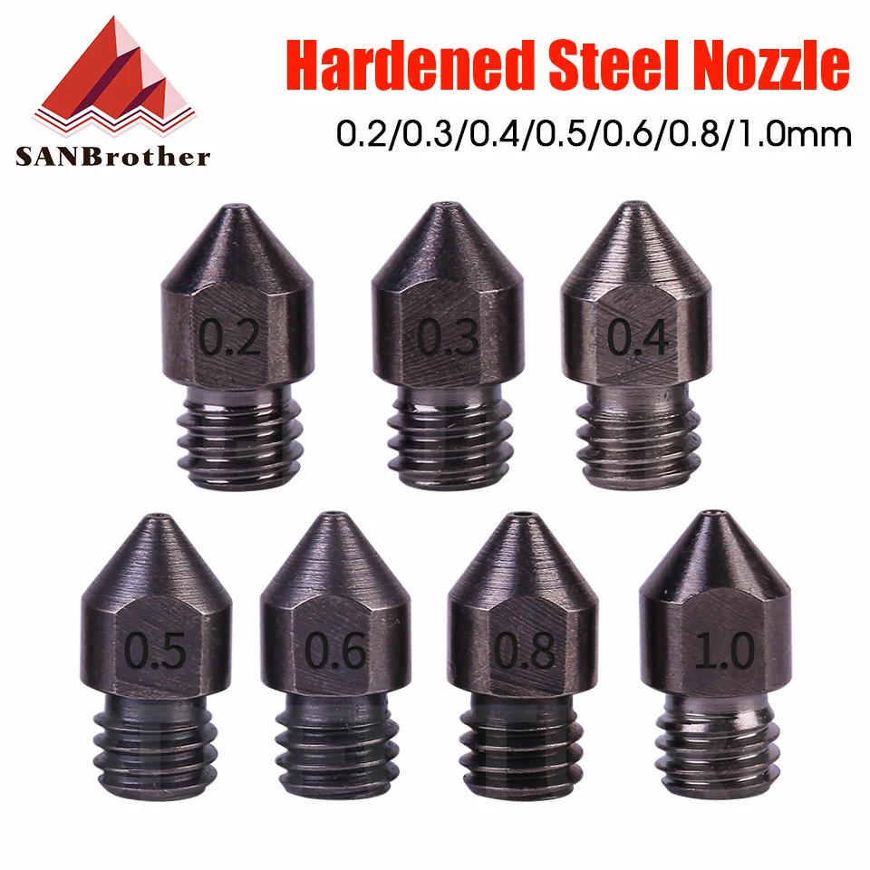 MK7 MK8 Nozzle Super Hard Steel Mold Corrosion-Resistant Extruder Threaded 1.75mm 3D Printer for Ender 3 Sapphire Pro