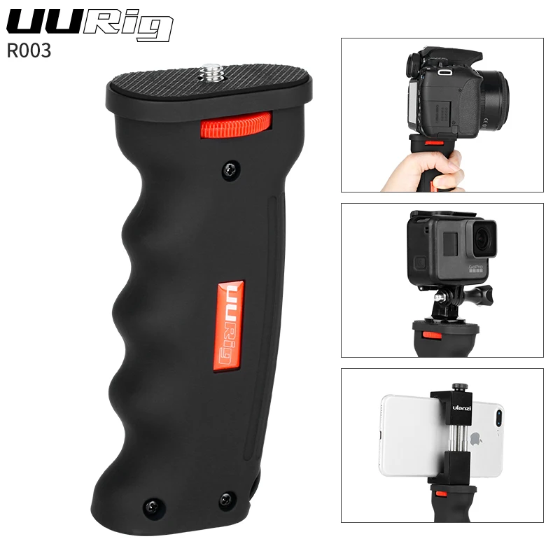 UURig R003 Hand Grip Stabilizer Holder Universal Plastic Handle for Gopro Action Camera DSLR SLR Camera Smartphone 1/4 Screw Vlo-0