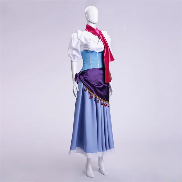 5PCS The Hunchback of Notre Dame Esmeralda Cosplay Costume Purple Blue  Partywomen girl Dress Halloween Cosplay Costume and wig - AliExpress