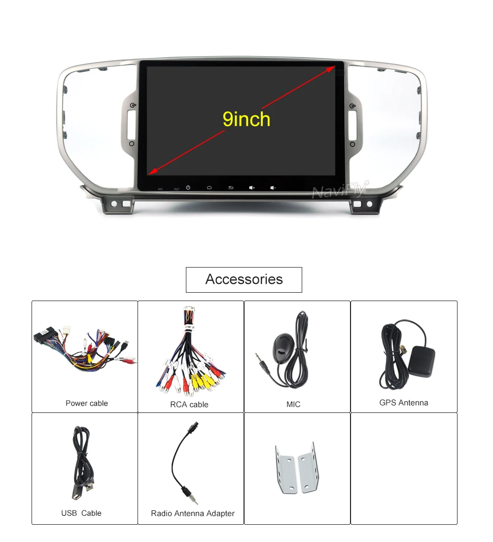 Sale android9.0 Quad Core car dvd MUltimedia player for KIA sportage 2016 2017 KX5 gps navigation 1 din car stereo head unit 8