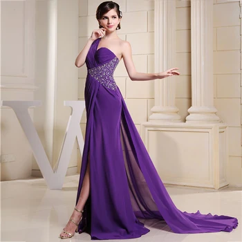 

Elegant Long Tail Cutout Split Dress With Sparkling Beaded Purple Evening Dress Mother Of The Groom Gift