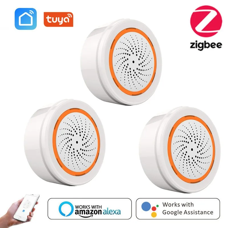 Zigbee Neo 90Db Sensore Di Luce Sonora Tuya Smart Life Sensore Di Allarme Sirena Incorporato Sistemi Di Sicurezza Domestica Intelligenti Per Alexa Goo