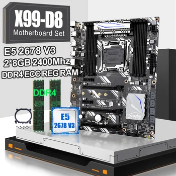 

JINGSHA X99D8motherboard LGA2011-3 motherboard set with Xeon E5 2678 V3 CPU 2.5G and DDR4 2*8GB 2400MHZ ECC REG RAM with USB
