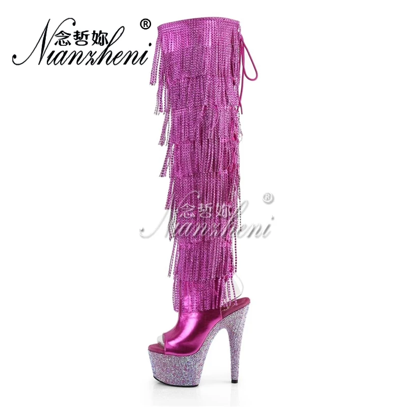 17cm Platform Boots Fringe Full Dress 