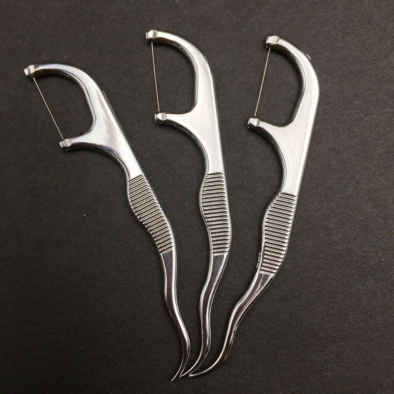 2pcsStainlessSteelToothpickDentalFlossReusableFlossingHolder
