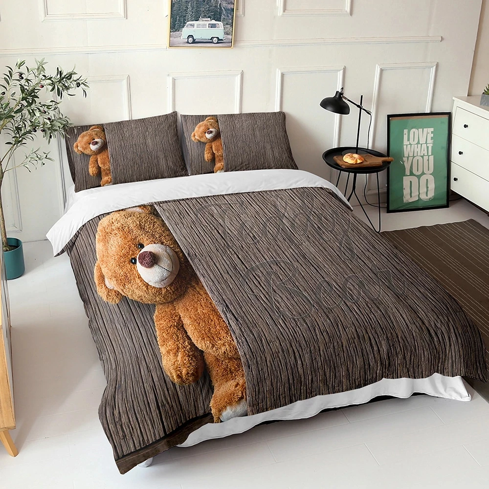 Cartoon Teddy Bear Duvet Cover 3d Print 