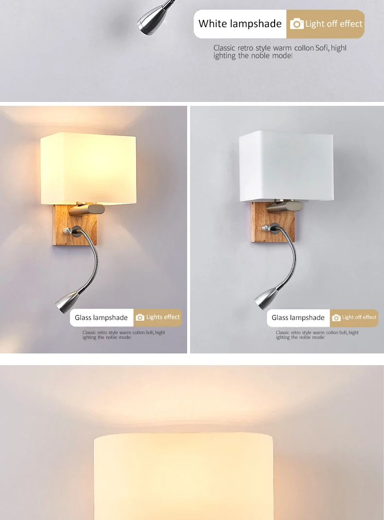Lâmpada de Parede Nordic Moderna Tecido Sombreamento Luzes Led Lâmpadas Parede Madeira Maciça Criativo Estudo Quarto E27for Decoração Iluminação 12 Nordic lâmpada de parede moderna tecido sombreamento