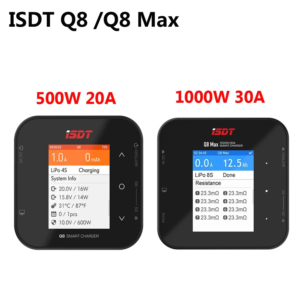 ISDT Q8 MAX 1000 Вт 30A/Q8 500 20A 1-8S зарядное устройство высокой мощности для Lilon LiPo LiHV NiMH Pb RC