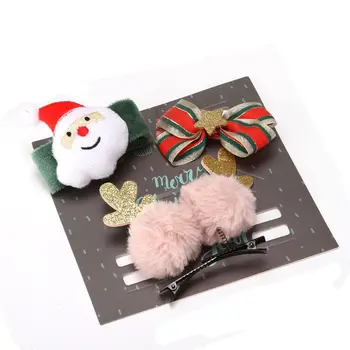 

Toddler Baby Girls Christmas Cartoon Santa Claus Holiday Party Wristband + 2pcs Hair Clip Headwear Accessories Set Children New