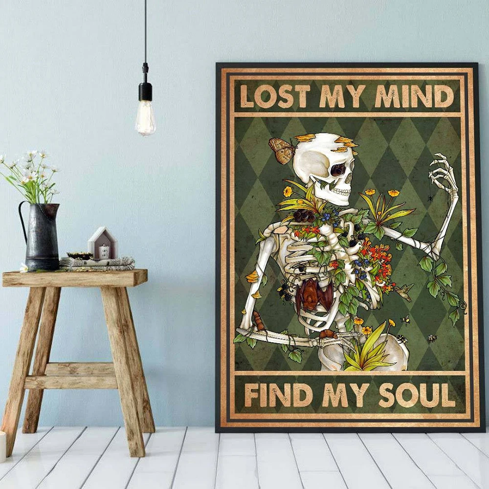 Skeleton-Mental-Skull-Poster-Lose-Your-Mind-Find-Your-Soul-Art-Print-Vintage-Get-Naked-Funny (3)