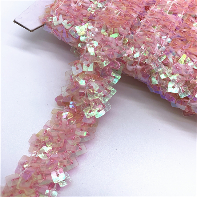 20mm Sequins Elastic Band Elastic Ribbon Lace Trim Sequin Sewing Fabric For Crafts Sewing Cloth Accessory Sequin Trim