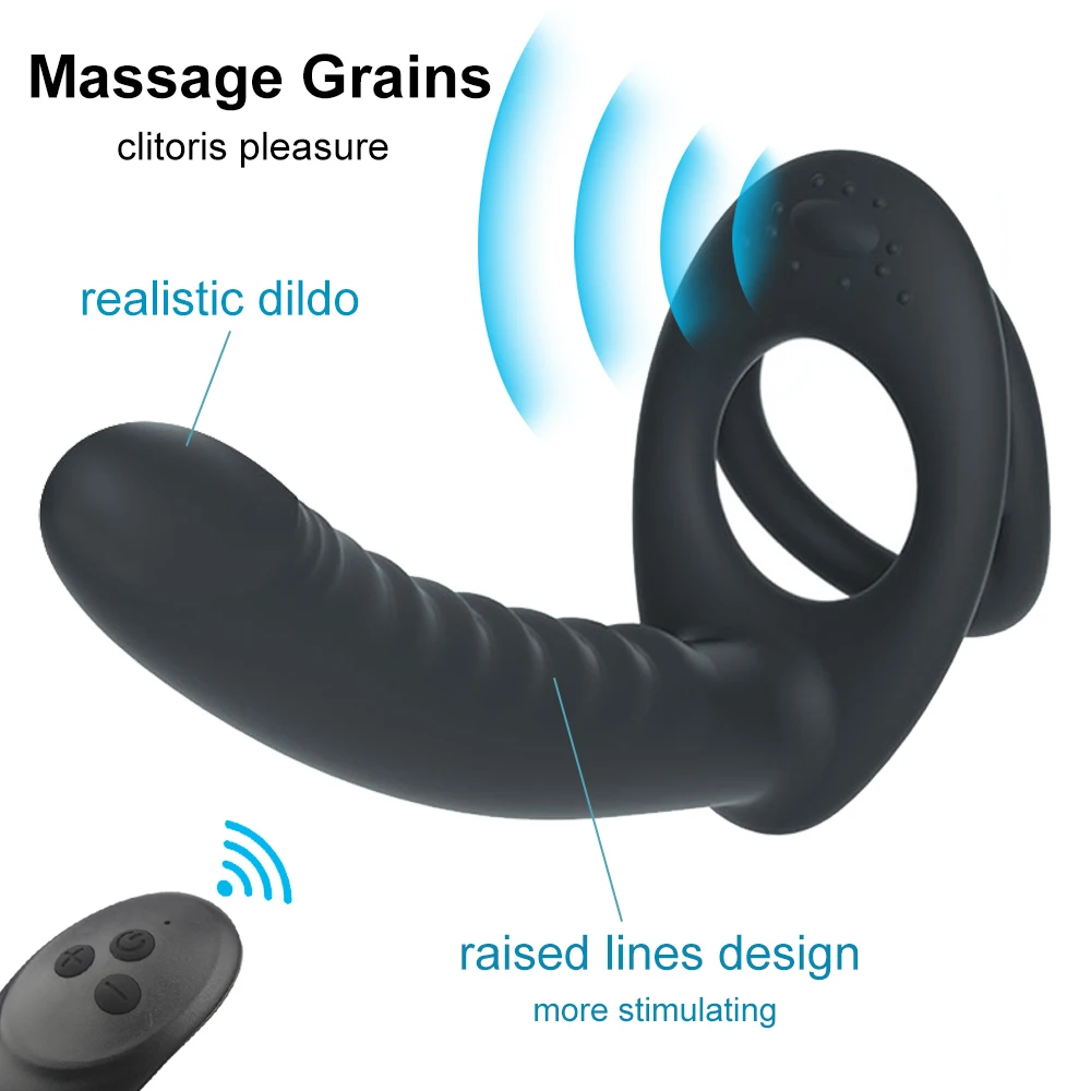 Double Penetration Vibrator Sex Toys For Couples Strapon Dildo Vibrator Strap On Penis Rings Adult Sex Toys For Women Man — view 3