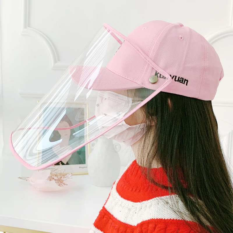 

A167 Protective Face Mask Hats Children PVC Cover Mask Hat Protective Baseball Cap Kids Anti-droplet Face Mask Hat