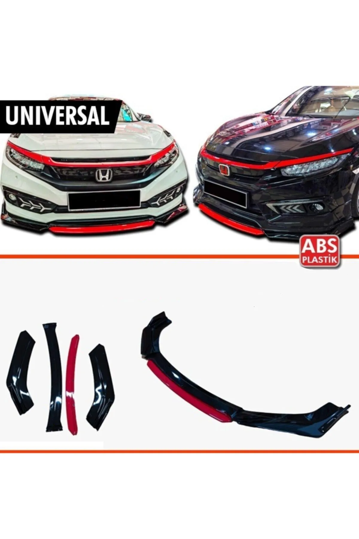 Передняя губа для Honda Civic 4 шт. многоязычная красная | Автомобили и мотоциклы