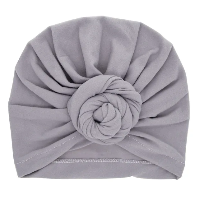 Cute Cotton Blend Baby Turban Hat Newborn Beanie Caps Kids Girls Headwear Infant Toddler Shower Hat Birthday Gift Photo Props 18baby grey