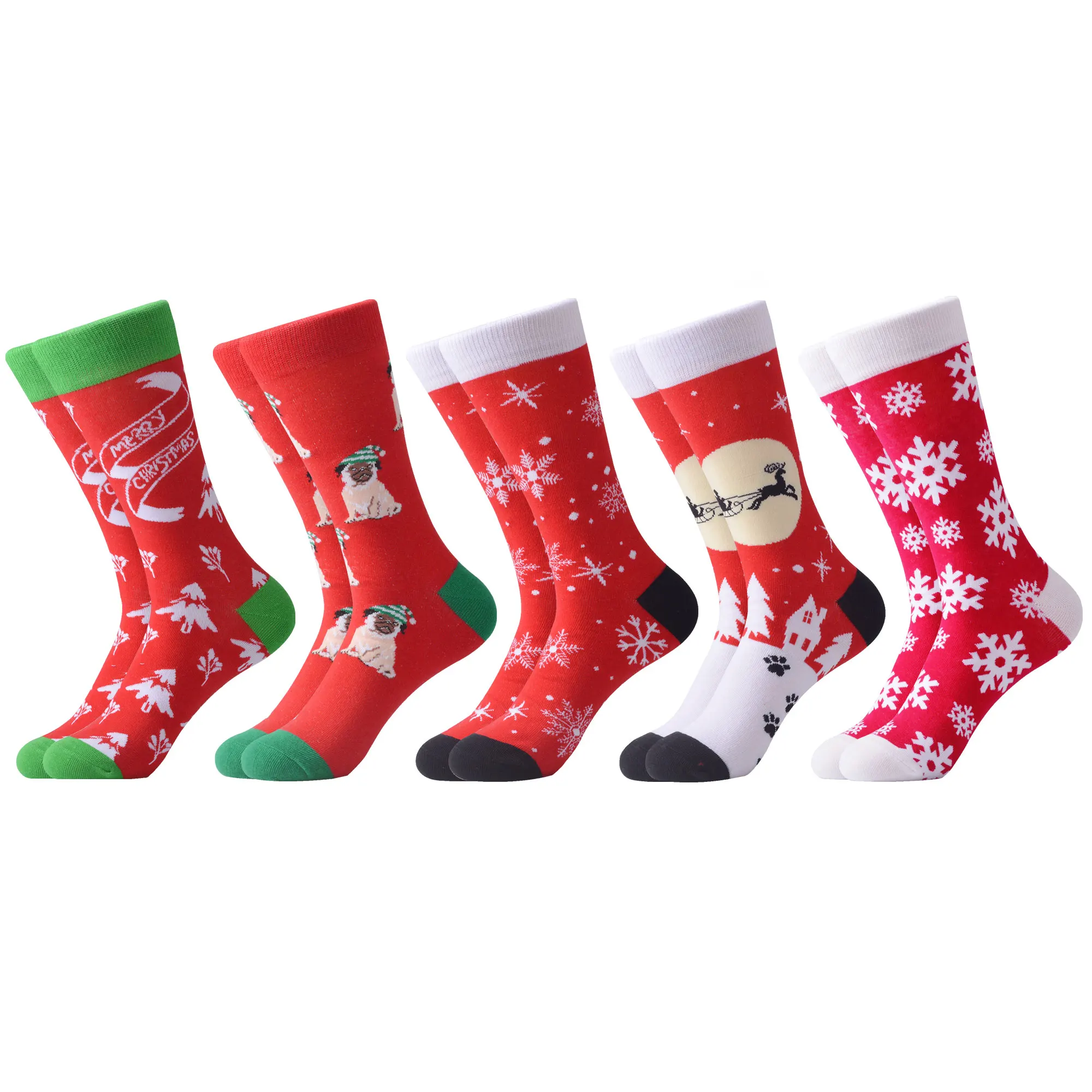Мужские цветные носки SANZETTI из чесаного хлопка с изображением снежного лося, новогодние носки, дышащие подарочные носки - Цвет: 07072