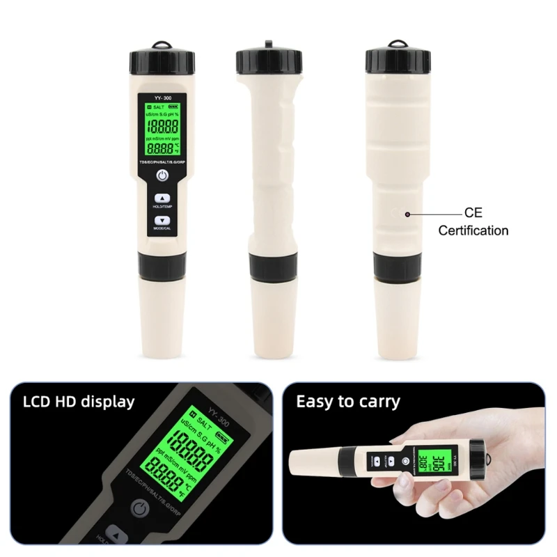 

New 7 in 1 PH/TDS/EC/ORP/Salinity /S. G/Temperature Meter Water Quality