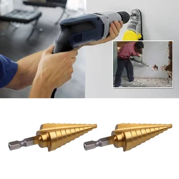 

HSS Titanium Coated 4-22mm Step Cone Drill Bit Metal Wood Conical Cutter Tool