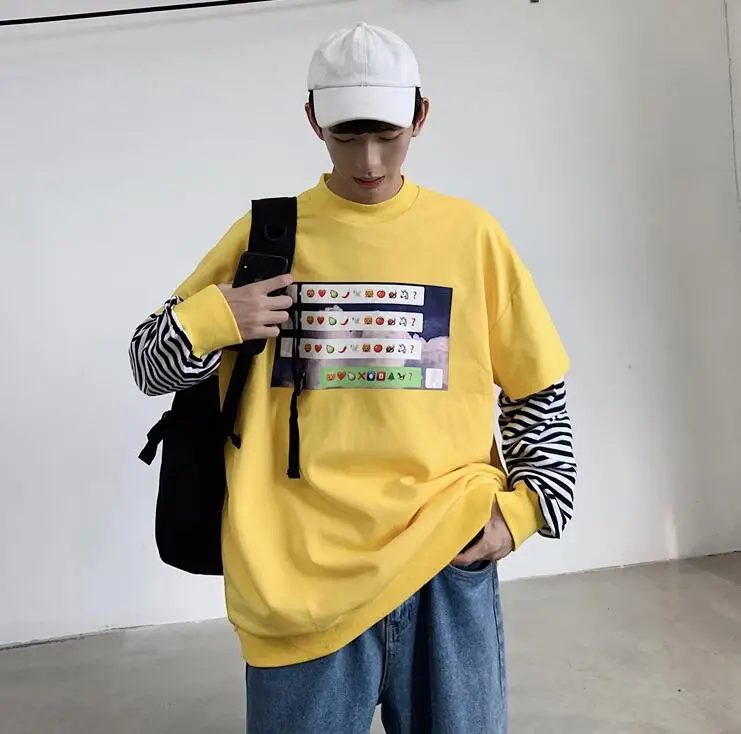 Японский уличная полосатая Лоскутная Harajuku пуловер мужские толстовки