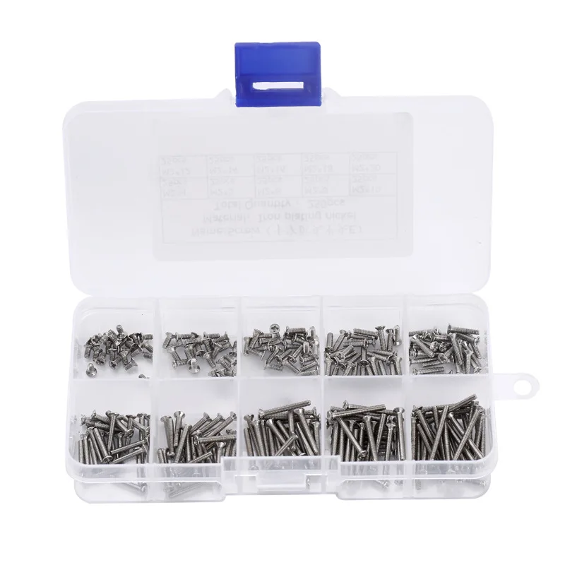 

250pcs Cross Screw Recessed Round Pan Flat Head Machine Screws Set M2 Screw Laptop Computer Screw Phillips