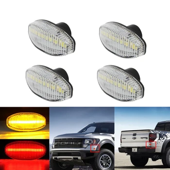 

For 2010-14 Ford F150 SVT Raptor LED Side Marker Light Lamp Red+Amber Front+Rear Clear Lens