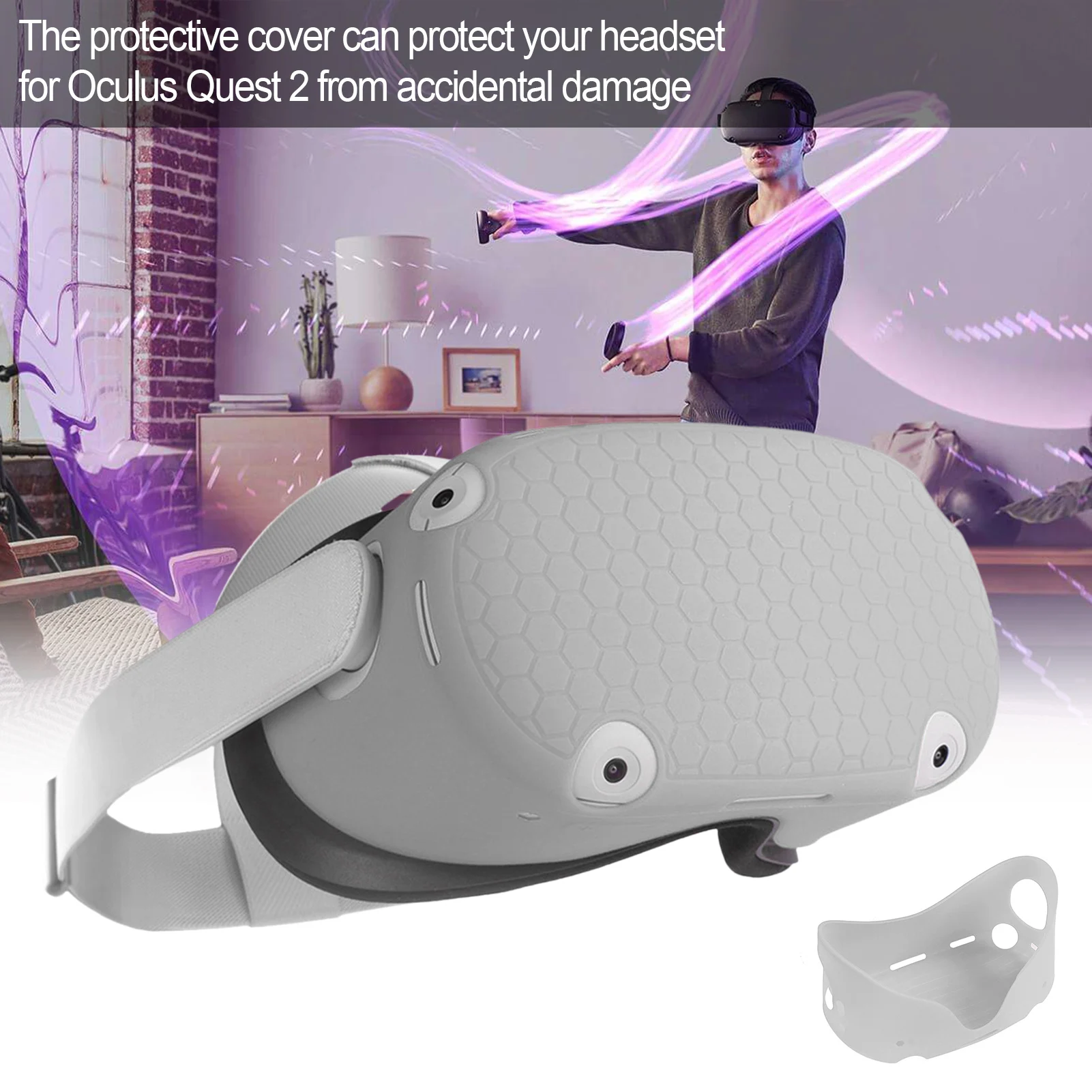 Cubierta frontal protectora de casco Rondaful VR para Oculus Quest 2 Carcasa de protección antideslizamiento para Oculus Quest 2 Cubiertas protectoras de casco Accesorios VR