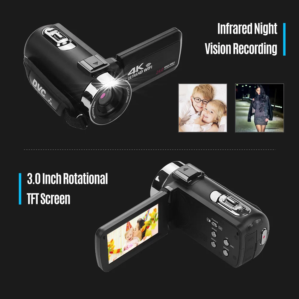 Portable 4K FHD Digital Video Camera professional Camcorder WiFi Connection 16X Digital Zoom with Remote Controller camera video