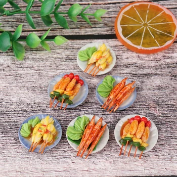 

1: 12 Dollhouse Accessories Miniature Simulation Barbecue Dish Decoration 1:12 Finished Goods GJCUTE Unisex Clay