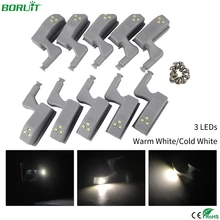 BORUiT 10 pièces LED armoire lumière universelle placard intérieur charnières lumière cuisine chambre sans fil placard armoire lumière veilleuse 