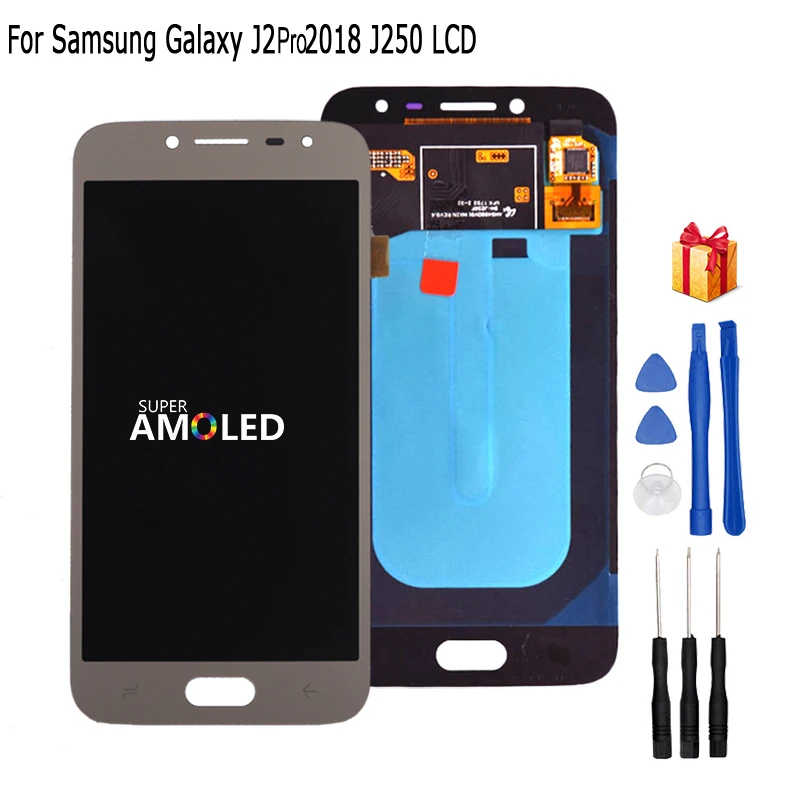 Cena Oryginalny Amoled LCD J250 do Samsung Galaxy J2 pro 2018 J250 J250F wyświetlacz LCD montaż digitizera ekranu dotykowego części do telefonu