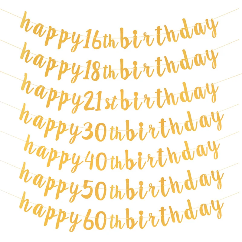 バースデーパーティー用バナー 16 18 21 30 40 50 60 1セット キュート ゴールド 誕生日 バナー Banners Streamers Confetti Aliexpress