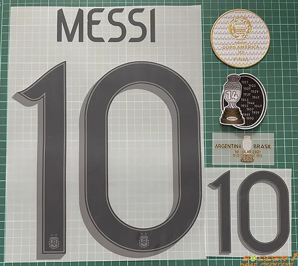 2021 COPA AMERICA Argentina Home Messi 10 Name Kit Final Patch Set