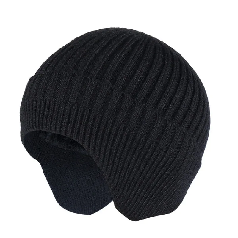 2021 New Winter Earmuff Cap Men's Outdoor Knitted Hat Women's Thicken Warm Beanies Skull Windproof Earflaps  Bonnet  Chapeu