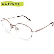 Conway, круглая оправа для очков, полуоправа, оправа для очков для женщин и мужчин, прозрачные линзы, очки, круглые линзы, ультра легкие