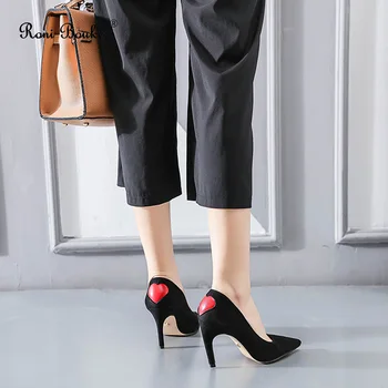 

Roni Bouker Women Pumps Fashion High Heels Ladies Pointed Toe Work Shoes Woman Slip on Thin Heel Dress Footwear Big Size40 Black
