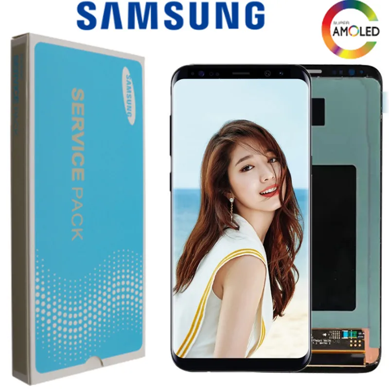 Original Burn-Shadow LCD For Samsung S8 G950 G950U G950F S8 Plus G955 G955F Display Touch Screen Digitizer Assembly With Frame