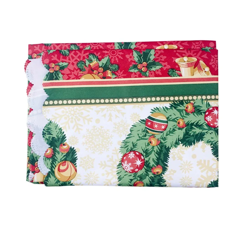 Poinsettia Christmas Flower Pritned Table Cloth Rectangle Decorative Table Cover Festive Holiday Decorations - Цвет: As the picture show