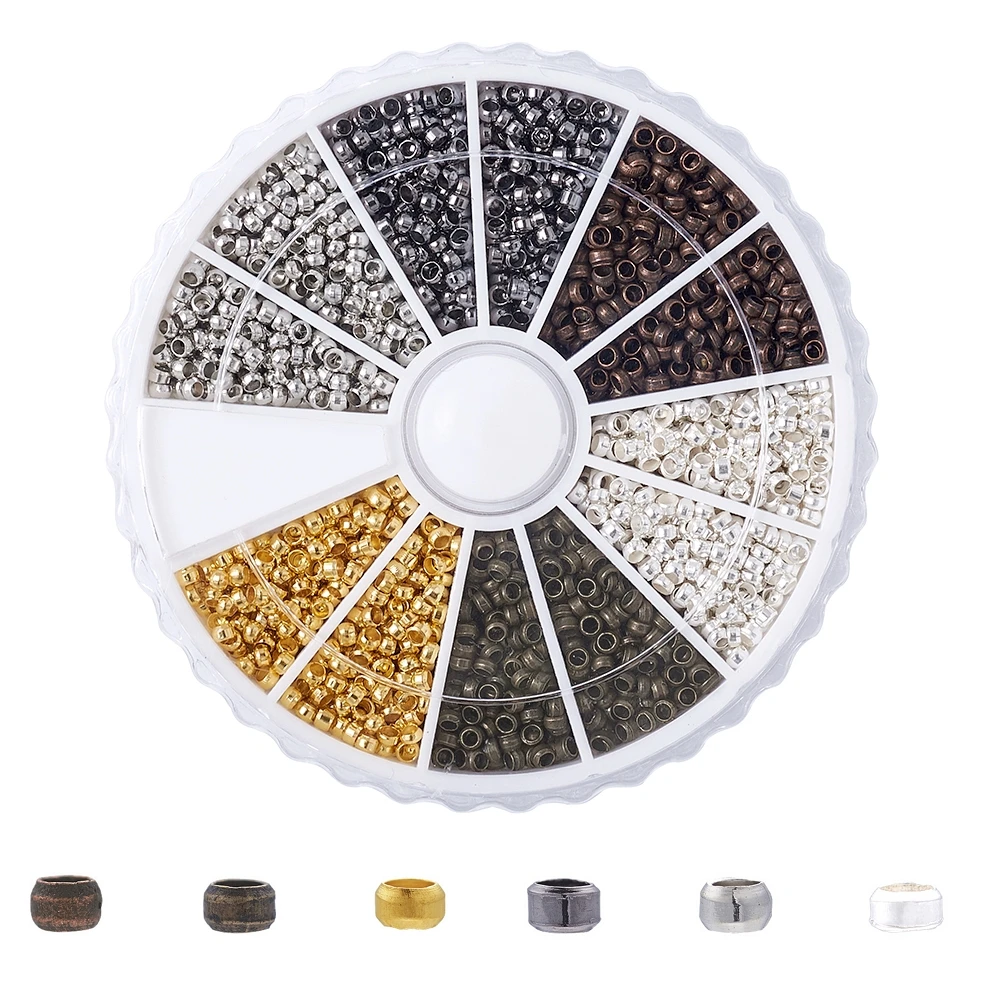 

3000pcs/box 2mm Mixed Brass Crimp End Beads Metal Beads Smooth Ball End Caps Stopper Spacer For DIY Jewelry Making Findings