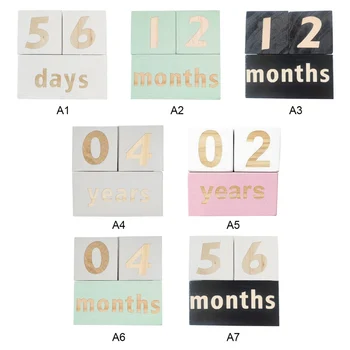

INS Nordic Children's Growth Milestone Wooden Blocks Letter Number Baby Birthday Memorial Ornament For Kids Room Decoration