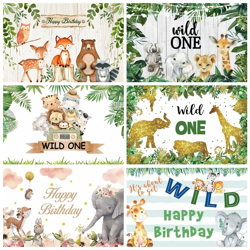 Тропические джунгли сафари 1-й дикий один Новорожденный ребенок день рождения