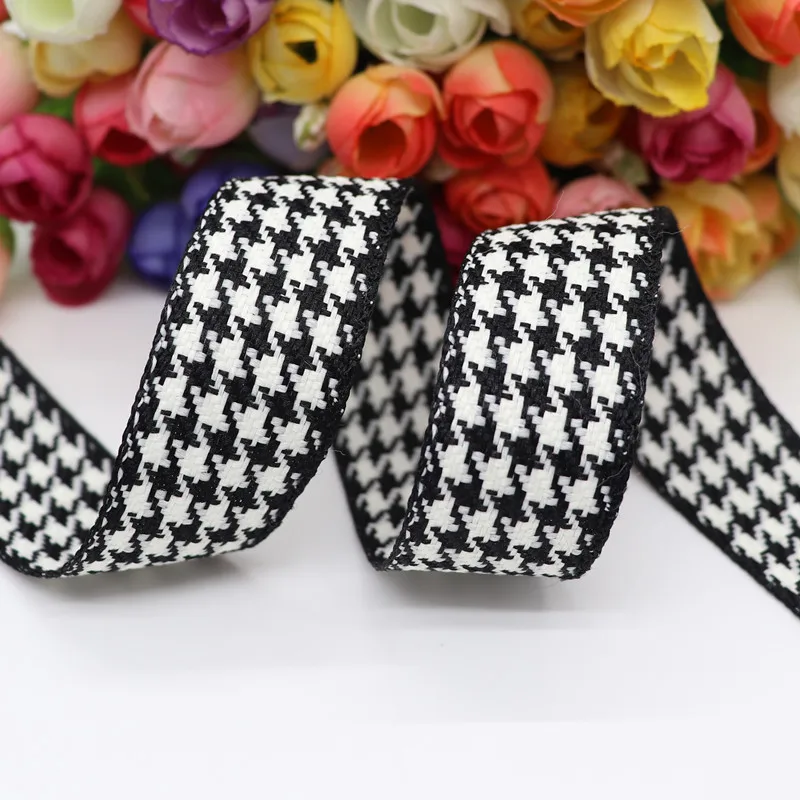 Cotton Linen Lattice Printed Grosgrain Ribbons 5 yards 1" 25MM/1.5" 38MM For Hair Bows DIY Handmade Materials Y81103 ribbon decoration ribbon supplies grosgrain ribbon cotton ribbon sewing ribbon