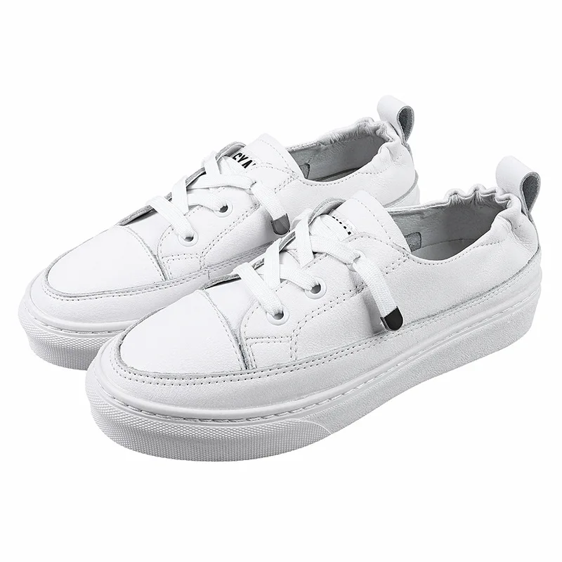 

CuddlyIIPanda Brand New Shallow White Sneakers for Women Leather Flats Fashion Design Hot Sale Loafers Large Size 34-43 Zapatos