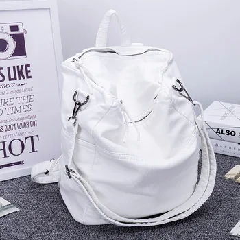 

Trendy high-end fashion female big bag casual retro backpack washed leather multifunctional shoulder bag shoulder bag